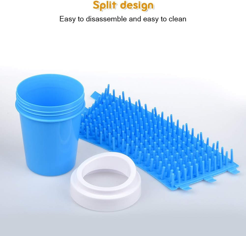 Portable Silicone Dog Paw Cleaner and Grooming Brush for Cats and Dogs - Compact Foot Washing Cup (Small, Blue)