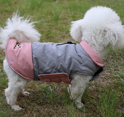 Reversible Dog Coats for Small Dogs Waterproof Warm Dog Jacket for Cold Winter,Pink and Grey M