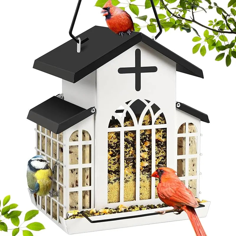 #Summervibes #Petlovers Wildpark 5LB Church Metal Hanging Bird Feeder for Outdoors, Weatherproof Suet Feeders for outside Hanging, Large Bird Feeders Great for Attracting Finch, Woodpecker and More Wild Birds-White Tiktokshopspringglowup