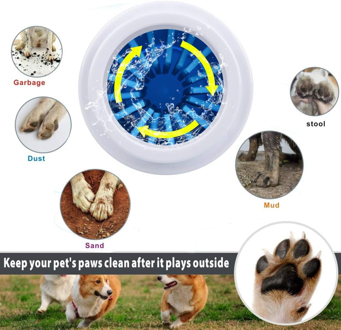 Portable Silicone Dog Paw Cleaner and Grooming Brush for Cats and Dogs - Compact Foot Washing Cup (Small, Blue)