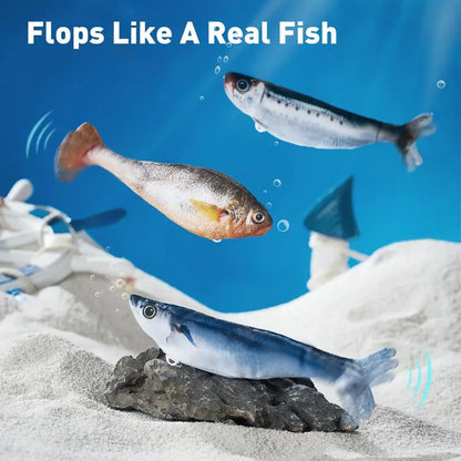 Ultra-Realistic Interactive Cat Toy Set - 3 Pack of Flopping Fish with Rechargeable Tap-Activated Flapping Modes, Featuring Sardine, Saury, and Yellow Croaker, 7.1 Inches, Includes Catnip - Ideal for All Cat Breeds
