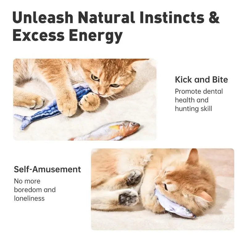 Ultra-Realistic Interactive Cat Toy Set - 3 Pack of Flopping Fish with Rechargeable Tap-Activated Flapping Modes, Featuring Sardine, Saury, and Yellow Croaker, 7.1 Inches, Includes Catnip - Ideal for All Cat Breeds