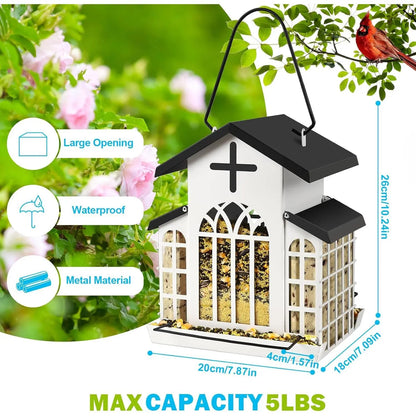 #Summervibes #Petlovers Wildpark 5LB Church Metal Hanging Bird Feeder for Outdoors, Weatherproof Suet Feeders for outside Hanging, Large Bird Feeders Great for Attracting Finch, Woodpecker and More Wild Birds-White Tiktokshopspringglowup