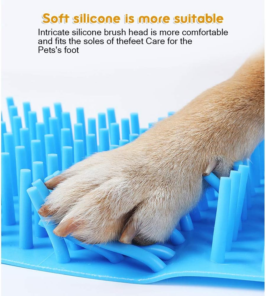 Portable Silicone Dog Paw Cleaner and Grooming Brush for Cats and Dogs - Compact Foot Washing Cup (Small, Blue)