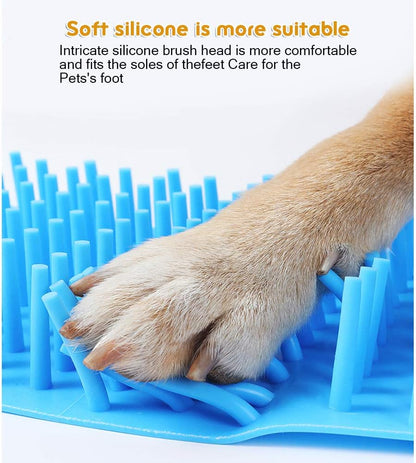 Portable Silicone Dog Paw Cleaner and Grooming Brush for Cats and Dogs - Compact Foot Washing Cup (Small, Blue)