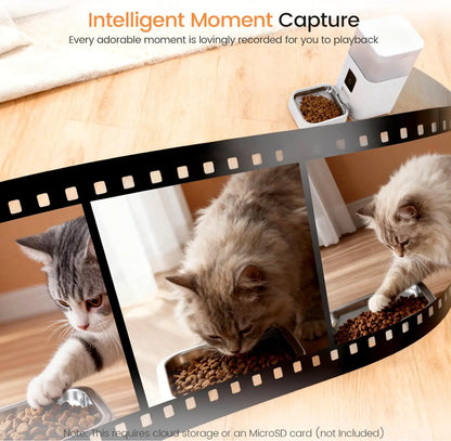 Advanced Automatic Pet Feeder with HD Camera, 5G Wi-Fi App Control, Two-Way Audio, Night Vision, and Portion Scheduling for Cats and Dogs, Featuring Stainless Steel Bowl