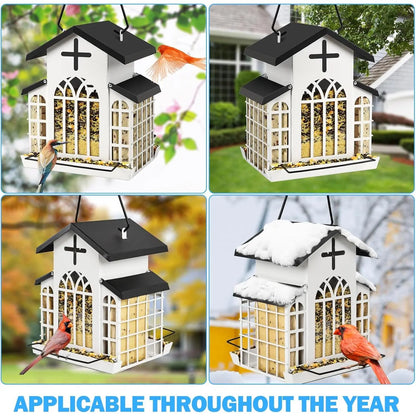 #Summervibes #Petlovers Wildpark 5LB Church Metal Hanging Bird Feeder for Outdoors, Weatherproof Suet Feeders for outside Hanging, Large Bird Feeders Great for Attracting Finch, Woodpecker and More Wild Birds-White Tiktokshopspringglowup