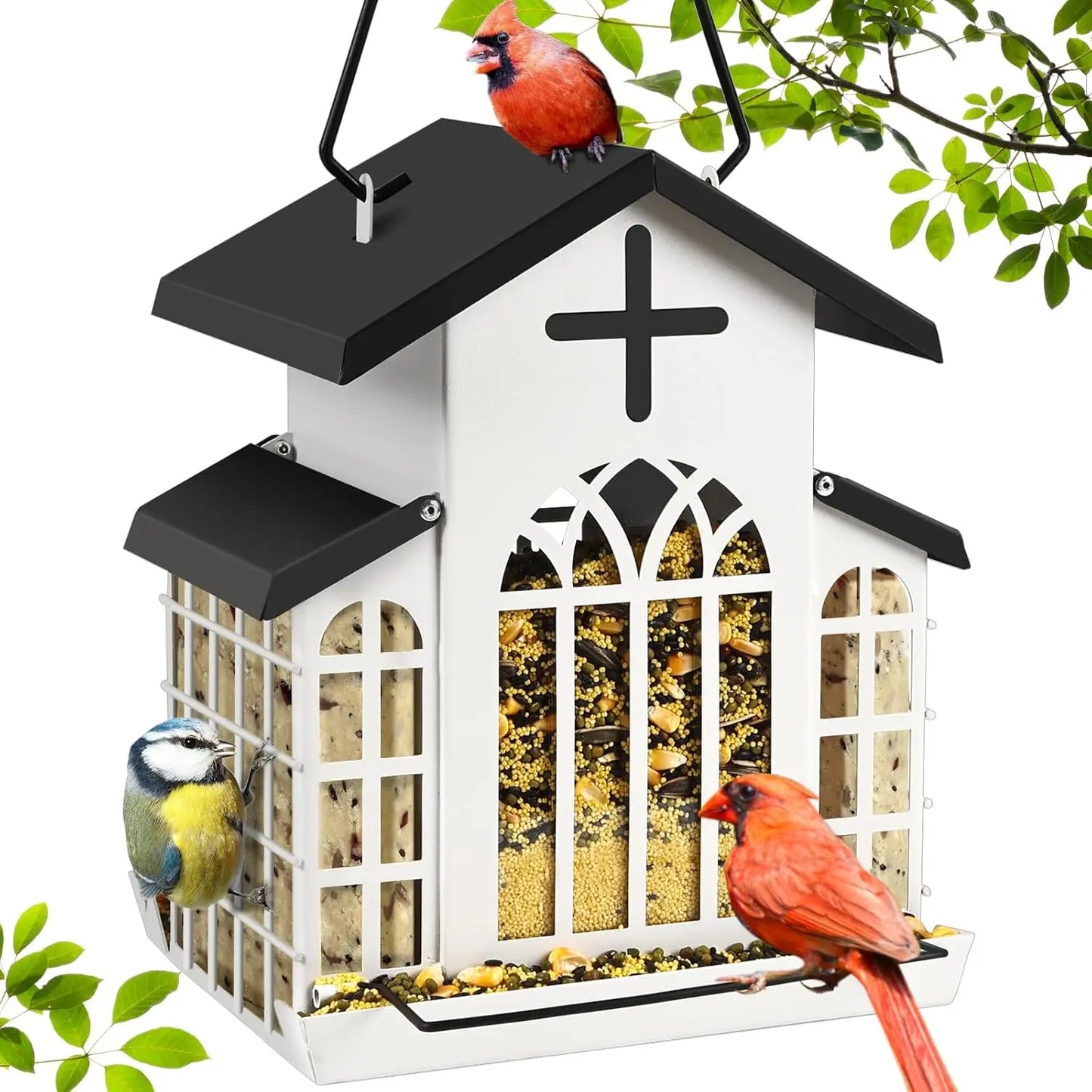 #Summervibes #Petlovers Wildpark 5LB Church Metal Hanging Bird Feeder for Outdoors, Weatherproof Suet Feeders for outside Hanging, Large Bird Feeders Great for Attracting Finch, Woodpecker and More Wild Birds-White Tiktokshopspringglowup