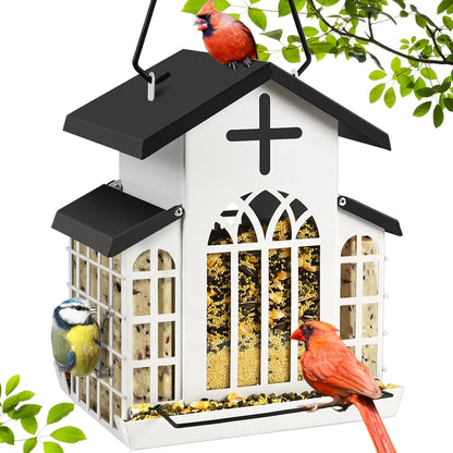 #Summervibes #Petlovers Wildpark 5LB Church Metal Hanging Bird Feeder for Outdoors, Weatherproof Suet Feeders for outside Hanging, Large Bird Feeders Great for Attracting Finch, Woodpecker and More Wild Birds-White Tiktokshopspringglowup